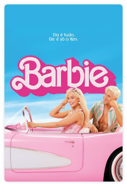 Poster oficial do filme Barbie (2023) estrelando Margot Robbie e Ryan Gosling